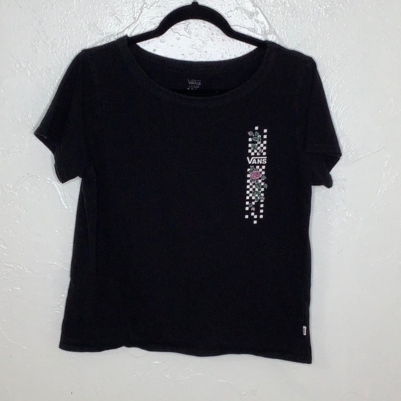 Vans Tops - Vans distressed racetrack and roses short sleeves t shirt women SZ  large EUS